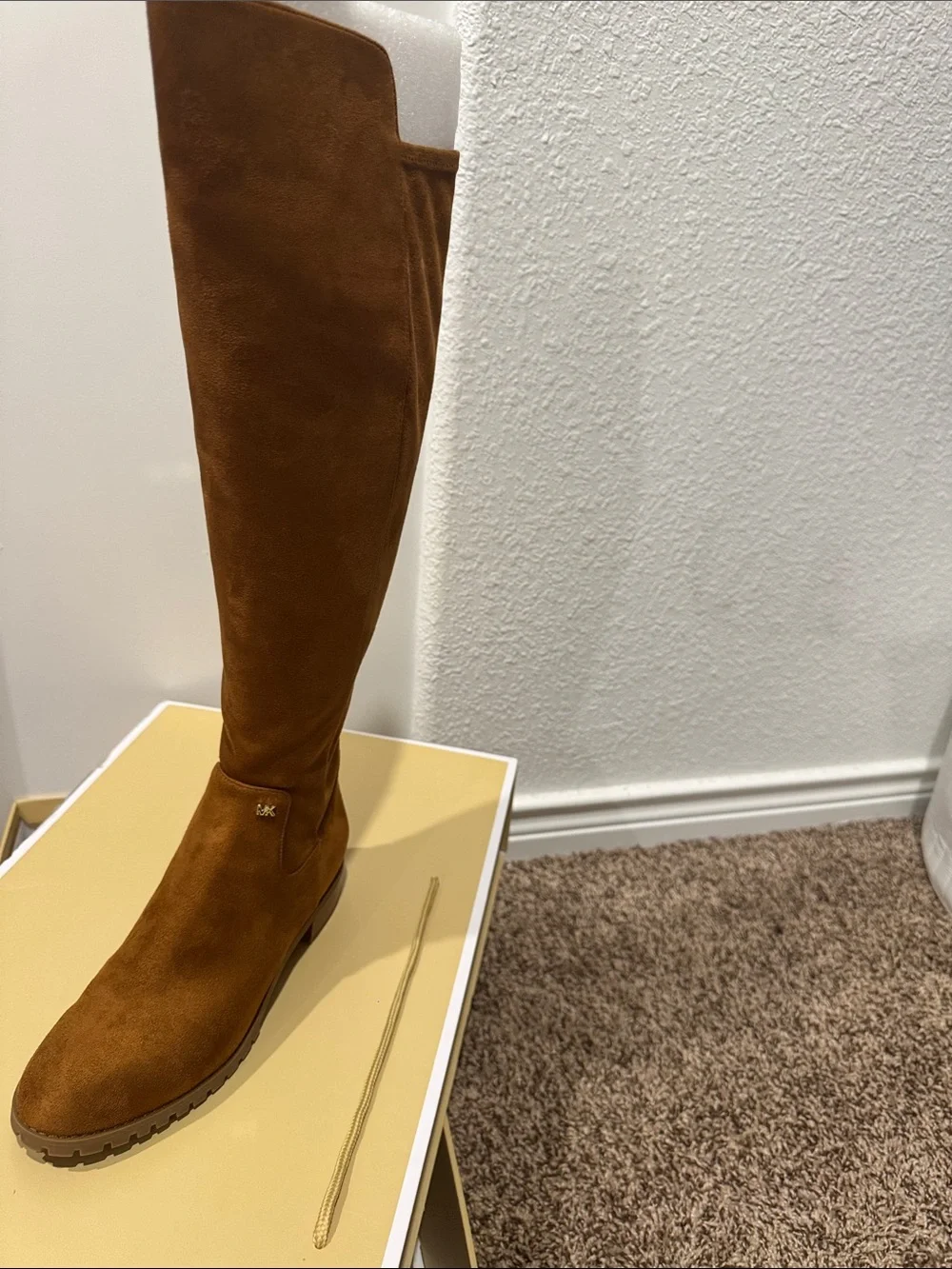 Michael Kors Cognac Suede Knee-High Boots